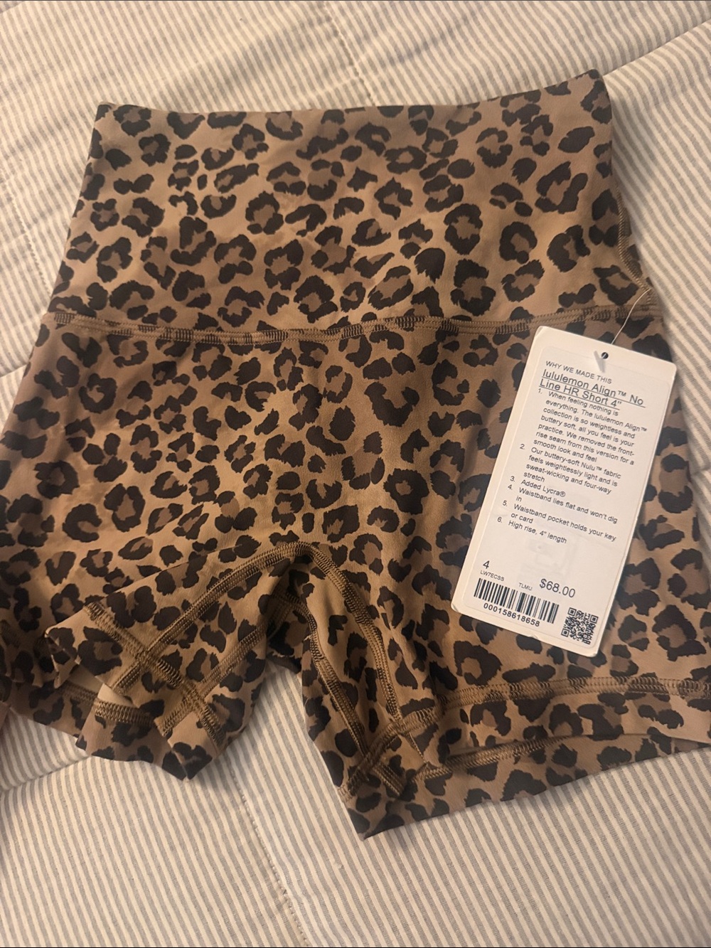 lululemon athletica women’s Leopard Print Brown High-Rise Athletic Shorts - Picture 2 of 2